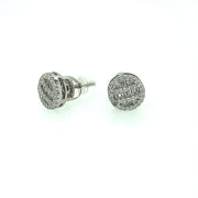 Round Baguette and Round Stone Sterling Silver Earring