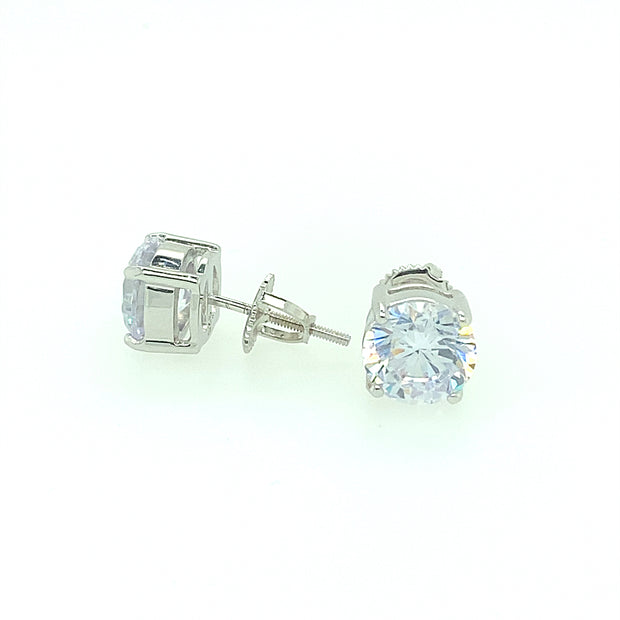 925 Sterling Silver Round Shaped Solitaire Stud Earring 8MM