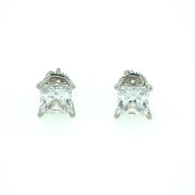 925 Sterling Silver Square Shaped Solitaire Stud Earring 5MM
