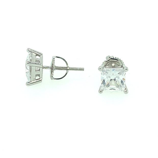 925 Sterling Silver Square Shaped Solitaire Stud Earring 5MM