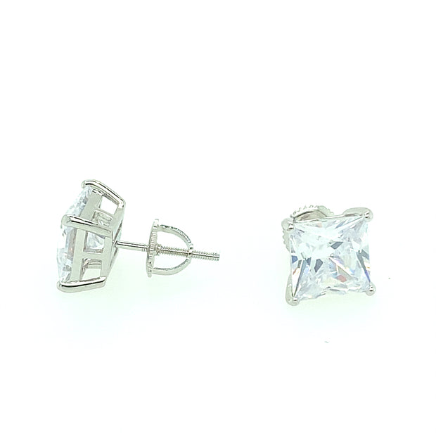 925 Sterling Silver Square Shaped Solitaire Stud Earring 6MM
