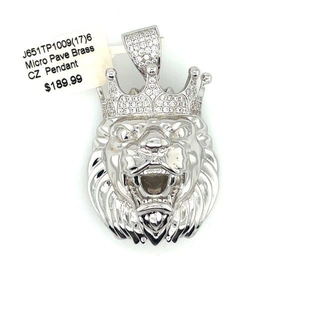 Lion with Crown Brass Pendant