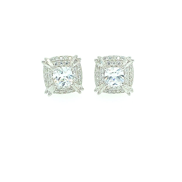 Square with Square Stone Sterling Silver Earring