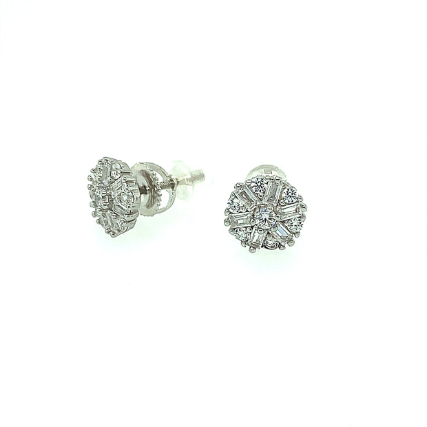 Round Flower Sterling Silver Earring