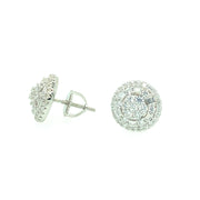 Round with baguette and round stone Sterling Silver Earring