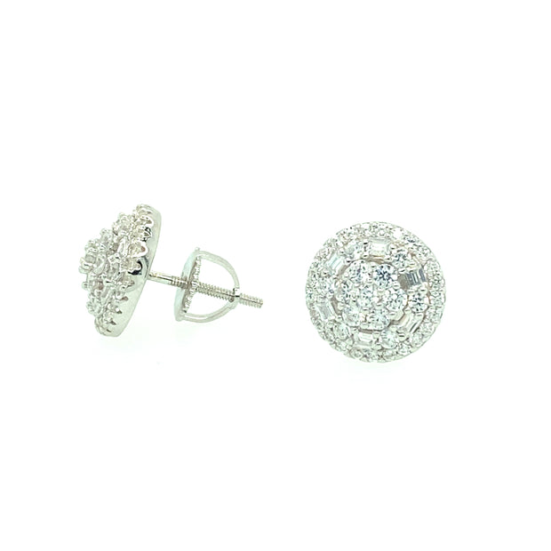Round with Six Stone Sterling Silver Earring