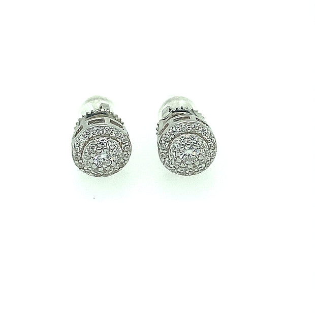 Round Double Layer Sterling Silver Earring