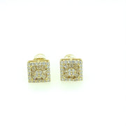 Square with round stone sterling silver Earring