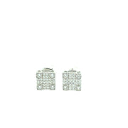 Square Cross Rectangle Sterling Silver Earring