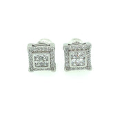 Double Square Sterling Silver Earring