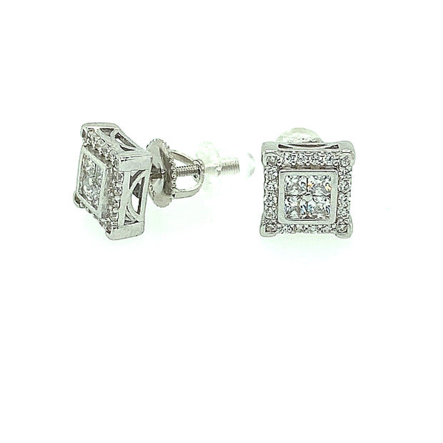 Double Square Sterling Silver Earring