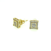 Square inside square sterling silver earring