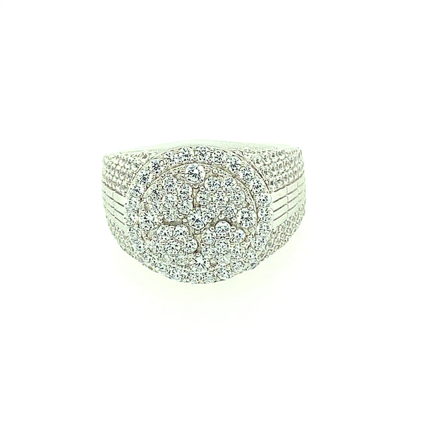 4 STONE ROUND SILVER RING