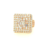 Square with Round and Baguette Brass Mens Ring