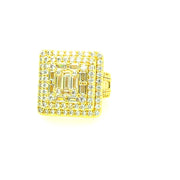 Square with Round and Baguette Brass Mens Ring