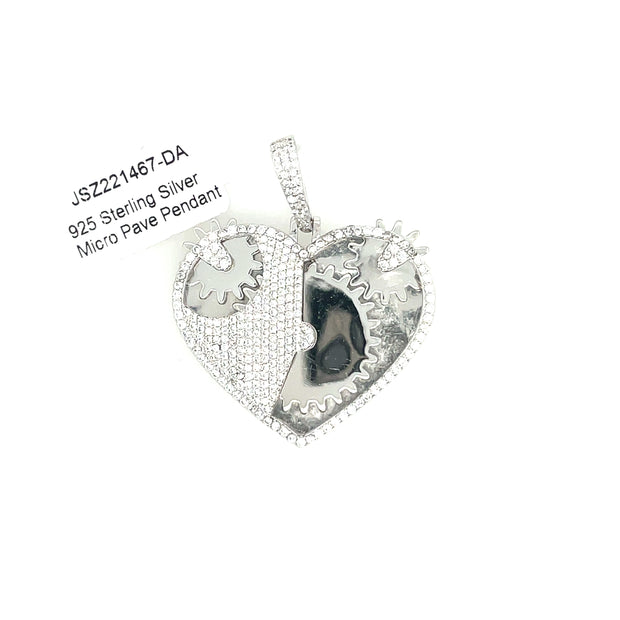 Heart With Gears Silver Pendant