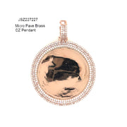 Circle Picture Brass Pendant (Baguette & Round Diamond Border) Brass Pendant
