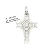 Baguette Diamond Cross Silver Pendant