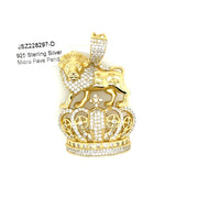 Lion On Crown Silver Pendant