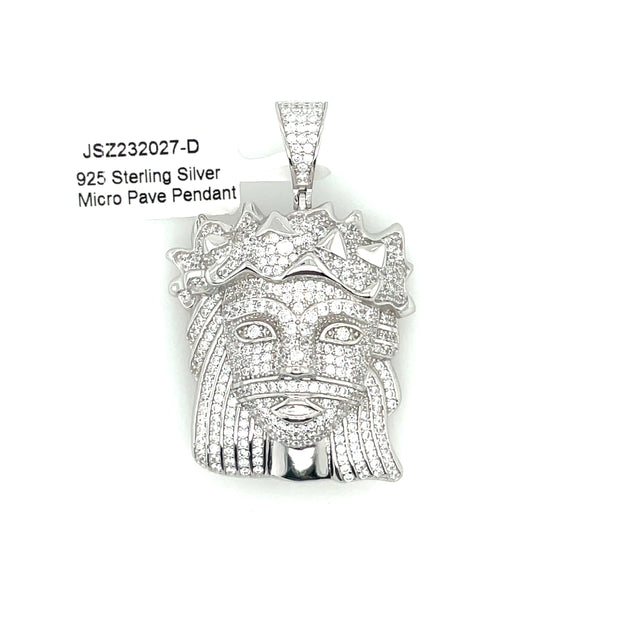 Jesus with Crown Silver Pendant
