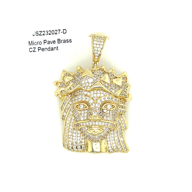 Jesus With Crown Brass Pendant