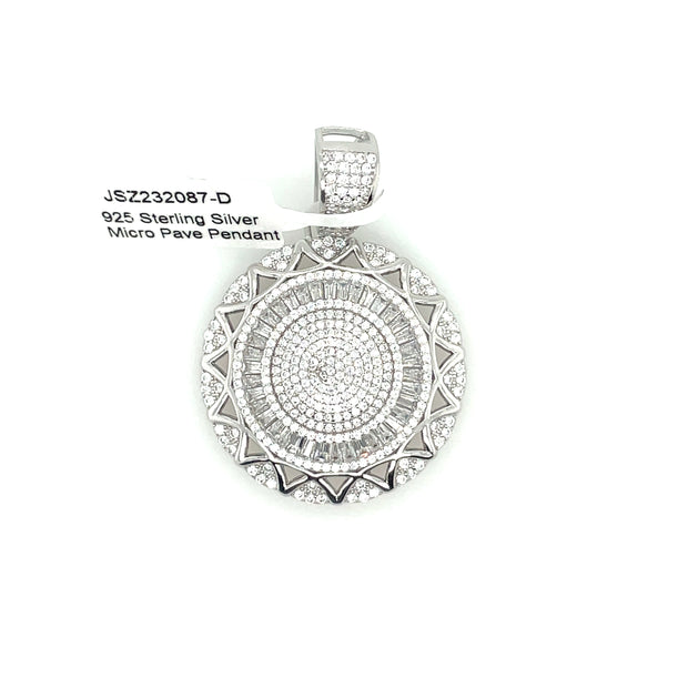 Diamond Circle Silver Pendant