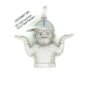 Man With Hat & Mask Silver Pendant
