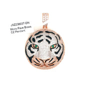 Tiger Face Brass Pendant