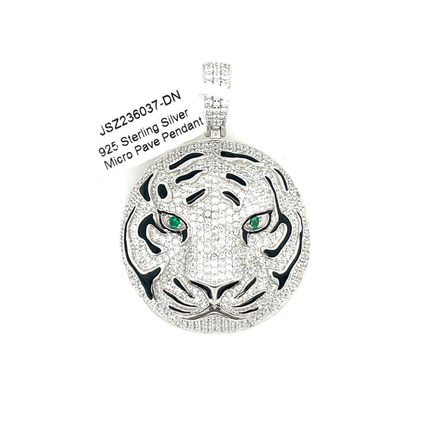 Tiger Face Silver Pendant