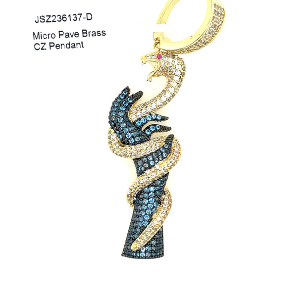 Snake In Hand Brass Pendant
