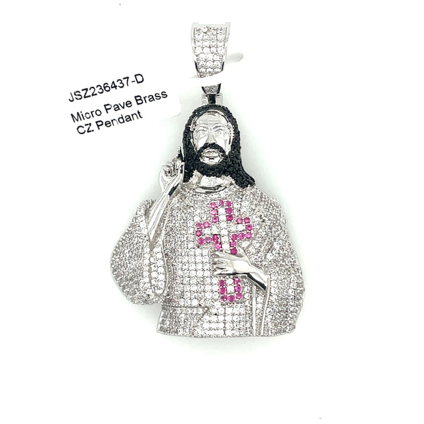 Jesus with Cross Brass Pendant