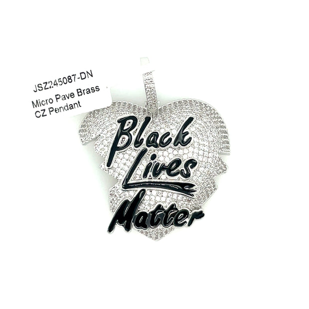 Black Lives Matter in Heart Brass Pendant