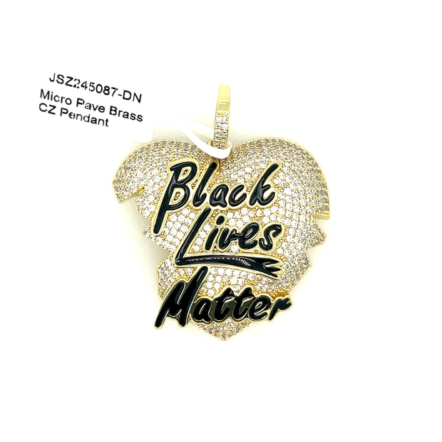 Black Lives Matter in Heart Brass Pendant